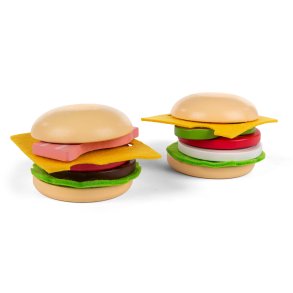 Træ burgere med velcro - 2 stk.