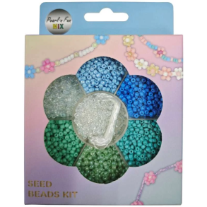 Pearl ´n Fun Glasperlemix 90g blå/grøn/klar + elastik