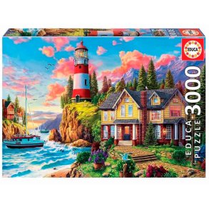 Educa puslespil Lighthouse near the ocean - 3000 brikker