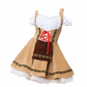 Off-shoulder tyrolerkostume i fløjl og blonder