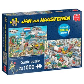 Jan van Haasteren 2 x 1000 - Traffic Chaos & By Air Land and Sea