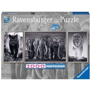Ravensburger 1000 brikker - sort / hvid dyr panorama