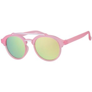 Børnesolbriller - Transparent pink med spejl glas