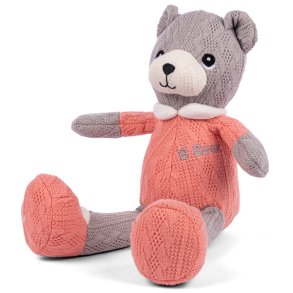 B Beez pink / grå strik bamse på 20 cm.