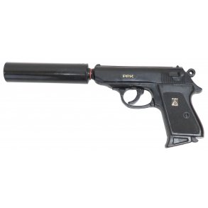 PPK pistol med lyddæmper