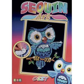 Sequin Art pailletbillede - Uglen Ozzy