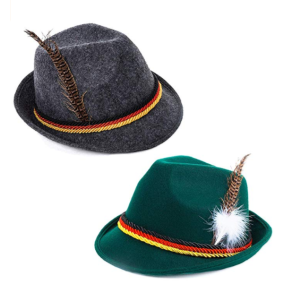 Oktoberfest Hat med Fjer  Grøn eller Grå (Assorteret)