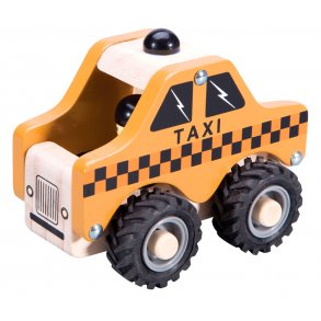 Taxa i træ med gummihjul